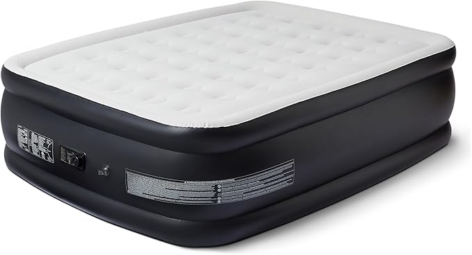 Amazon Basics Inflatable Air Mattress, Queen Size, 22in Height, with Built-in Pump, for Guests or Camping