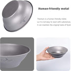 Boundless Voyage Ultralight Titanium Bowl Pan Plate Dish with Carry Bag Outdoor Camping Portable Tableware Cookware (Ti15164B (600ml Bowl))
