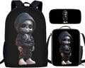 Black Skull Backpack for Teen Boys 3 Pieces Cute Lightweight Bookbag for Boys 8-12 17 Inch Large Capacity Teens School Bag and Lunch Kit for Back to School Travel Hiking Rucksack