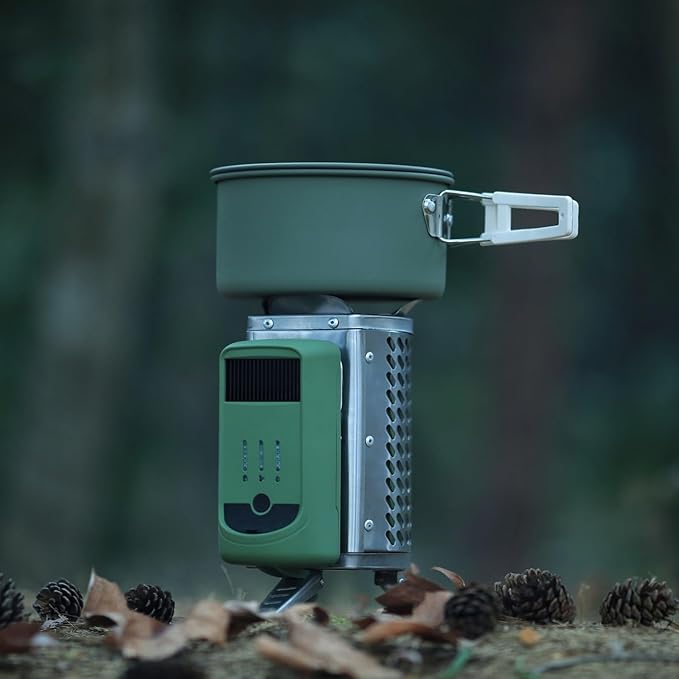 Wood Burning Electricity Generating USB Charging Camping Stove for Outdoor Adventures(Orange)