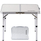 Folding Camp Table Small, 24''L x16''W with Adjustable Height Legs, Indoor Outdoor Lightweight Portable Aluminum Dining Table for Picnic Camping 2-Feet（2 Heights 10"/19"）