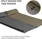 Self Inflating Sleeping Pad for Camping, Durable Camping Mattress Connectable with Multiple, Lightweight Sleeping Mats for Backpacking, Tent, Hammock, Hiking, Adult Single, Green