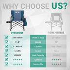 Overmont 2PCS Oversized Lightweight Camping Chair - Portable Comfortable Heavy Duty Foldable Directors Chairs with Side Table & Cooler Bag for Outside Camp Beach Picnic Lawn and Fishing Support 400lbs