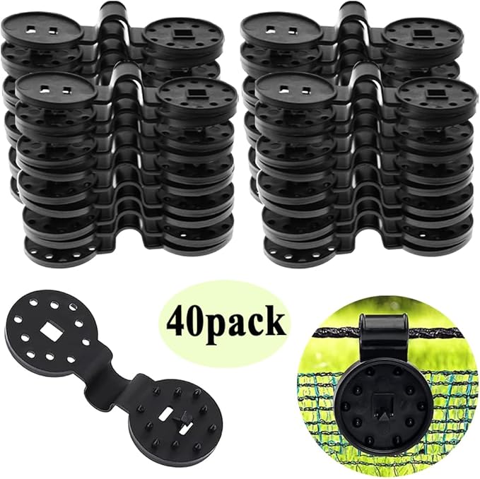 40pack Shade Cloth Clips, Reusable Heavy Duty Sunshade Cloth Fixing Hoops, Detachable Plastic Round Lock Grip Shade Net Tarp Clamps for Garden Greenhouse Outdoor Netting Shade Fabric Hangers