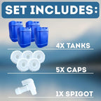 5-Gallon Stackable Water Storage Containers, 5 Gallons Each w/Lids + Spigot, Easy Fill, Survial Supply Emergency Water Storage for Camping and Disaster Preparedness, RV, 20 Gallon (4 Tanks)
