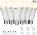 Rechargeable Light Bulbs, 1200mAh Led Battery Backup Bulb for Lamps 6 Pack Emergency Light Bulbs for Power Outage Hurricane Camping 9W 3000K A21 Warm Light Battery Operated Light Bulb E26