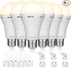 Rechargeable Light Bulbs, 1200mAh Led Battery Backup Bulb for Lamps 6 Pack Emergency Light Bulbs for Power Outage Hurricane Camping 9W 3000K A21 Warm Light Battery Operated Light Bulb E26