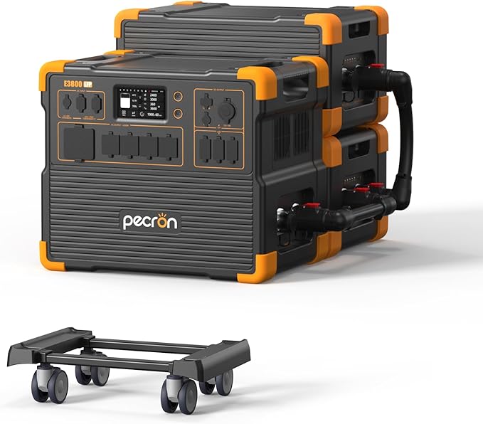PECRON 11.52kWh Portable Power Station, E3800 LFP with 2 Extra Batteries, 4200W Solar Generator, LiFePO4 Battery Backup Power Station, Fast Charging for Home Emergency, Camping, RV & Off-Grid Living