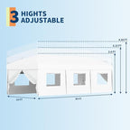 10x30FT Pop Up Canopy with Sidewalls, Outdoor Canopy Tent with SandBag & Carry Bag for Commercial Events, Camping, Backyard Parties, White