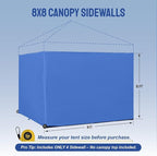 CROWN SHADES 8x8 Canopy Sidewalls (4pck) - Replacement Walls for 8x8 Gazebo, Event Shelter Accessories - Blue
