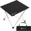 MellowCamp Camping Side Table, Ultralight Aluminum Folding Table, Small Compact Portable Ideal for Camping, Hiking, Beach, Outdoor Cooking, Picnics (Black, Small)