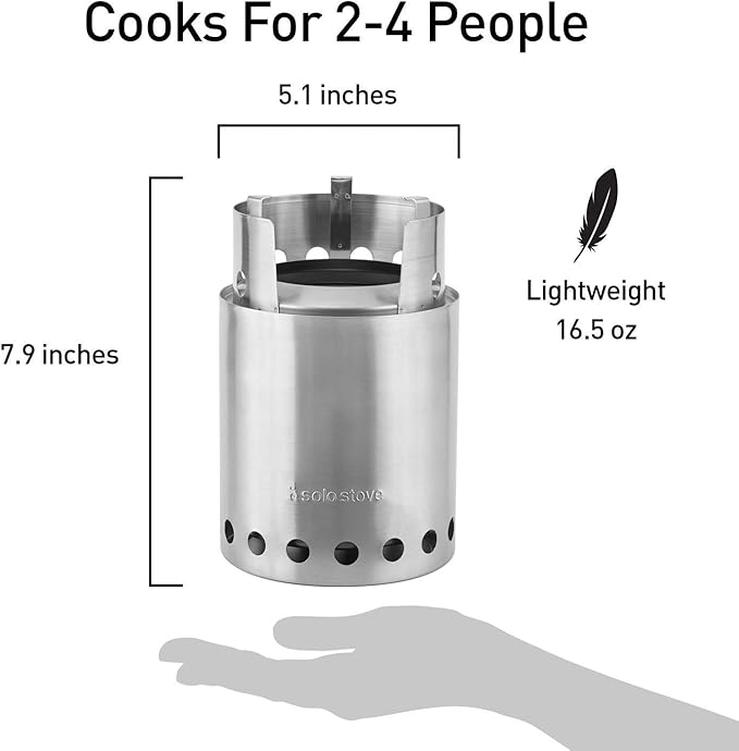 Solo Stove Titan Camping Stove Portable Stove for Backpacking and Outdoor Cooking Great Stainless Steel Camping Backpacking Stove Compact Wood Stove Design-No Batteries or Liquid Fuel Canisters Needed