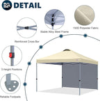 MASTERCANOPY Durable Pop-up Canopy Tent with 1 Sidewall (10'x10',Beige)