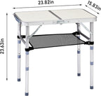 Folding Camping Table, Aluminum Folding Table with Carrying Handle, Lightweight, Portable Camping Table Waterproof for Outdoor Indoor Picnic Beach BBQ (White, 2ft)