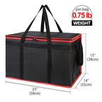 Bodaon 4-Pack Cooler Insulated Food Delivery Bag, Rideshare Delivery Bag, XXX-Large Thermal Bags for Catering/Hot Pizza, Travel/Camping Essentials/Picnic/Grocery Reusable Warmer Frozen, Black-Red Edge