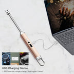 SUPRUS Rechargeable USB Arc Electric Lighetrs with Safety Switch 360° Flexible Neck Flameless Grill Long Lighters for Candle Camping Cooking (Champagne Gold, 2Packs)