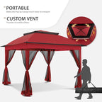 COOS BAY 11x11 Pop Up Gazebo with Mesh Netting, Instant Outdoor Canopy Tent, Water Resistant Shelter with UPF 50+ UV Protection, 121 Sq Ft Coverage, Red
