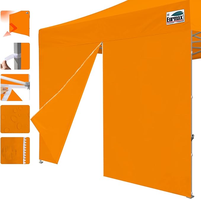 Eurmax USA 10FT Instant Canopy SunWall with Middle Zipper, Removeable Sidewall for Pop Up Canopy Tent,1 Pack Wall Only (Orange)