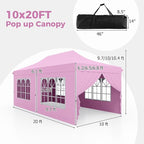 Tangkula 10x20 Ft Pop Up Canopy, UPF 50+ Portable Outdoor Canopy Tent with with 6 Removable Sidewalls, 6 Sandbags, 2 Zippered Door, Windows, Carrying Bag for Party, Wedding, Backyard