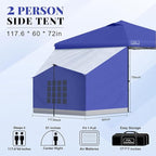 KAMPKEEPER 2 Person Canopy Side Tent, Camping Tent for 10x10 Canopies, Easy Up Cube Tents Gazebo Room with Mesh Window for Camping, Storage, Events(Canopy Not Included)