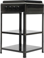 4 Burner Gas Stove Portable Outdoor Stove with Removable Storage Stand, Heavy Duty Stainless Steel Propane Gas Cooker with Wind Blocking Cover for Camping Picnic Home RV Cooking (no hose)