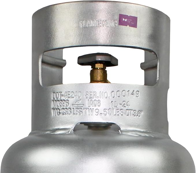 Flame King 10LB Aluminum Propane Tank with OPD Valve, Corrosion-Resistant and Rust-Free, Lightweight, Great for Marine Applications, Grills and BBQs, Camping, Fishing, & Outdoor Activities