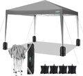 COBIZI 10x10 Pop Up Canopy Tent with 4 Sandbags, Easy Set Up Gazebo, Instant Outdoor Sun Shelter with 8 Stakes,4 Ropes&Carry Bag, Tent for Parties, Beach, Backyard,Camping(Gray