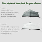 3F UL GEAR Blue Mountain 1/2Person Camping Poleless Tent, 3/4Seasons Waterproof Tent, Easy Set Up Hiking, Backpacking Silicon Coated Tent Shelter