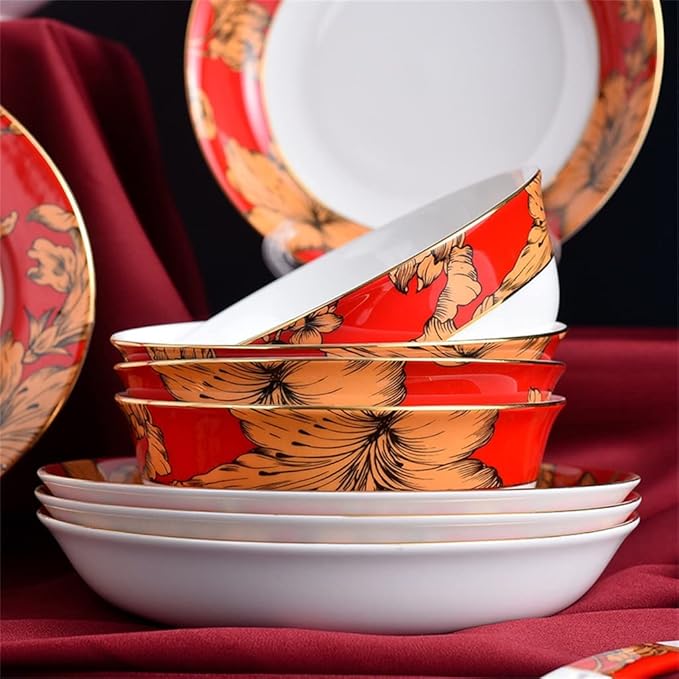 52 Medium Tableware Bone China Dish and Plate Set