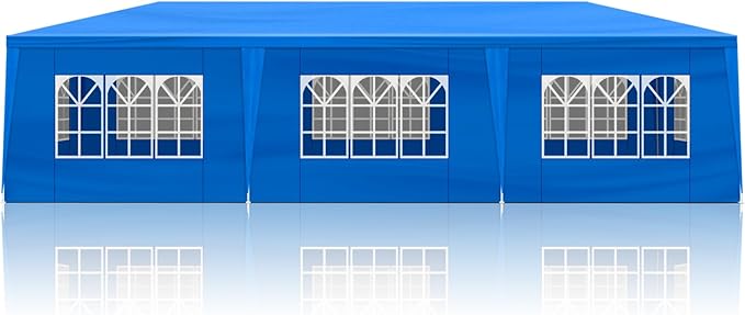 Outdoor Party Tent 10x30 Wedding Blue Tents for Parties, Heavy Duty Canopy Event Gazebo Shelter with 8 Removable Sidewalls Waterproof Party Wedding BBQ Events