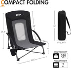 Portal Beach Chairs for Adults Camping Low Lightweight Portable Chair with Cup Holder Mesh Back Carry Bag for Outdoor Sand Lawn Travel Picnic Festival Concert