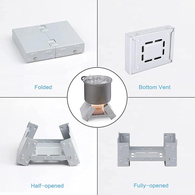 Solid Fuel Tablet Pocket Stove, 2 PCS Backpacking Folding Pocket Stove Outdoor Travel Portable Stove Ultralight Alcohol Camping Stove For Hiking, Camping