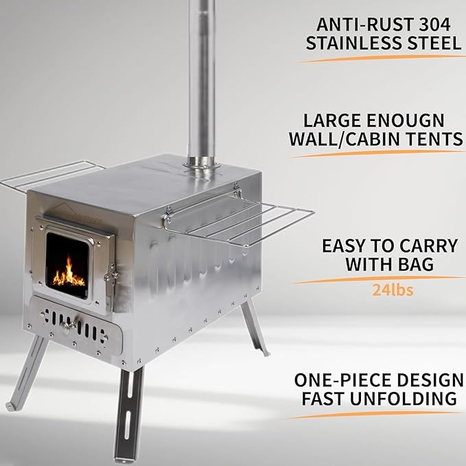 DANCHEL OUTDOOR 4 Season Canvas Yurt Tent with Large Wood Stove, Heavy Duty Bell Tent with Stove Jack 4-8 Person Winter Camping Glamping, 13ft/16.4ft/20ft