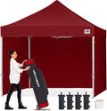 ABCCANOPY Easy Pop Up Canopy Tent with Sidewalls 10x10 Commercial -Series, Burgundy