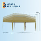 10x20 Pop Up Canopy with 0/4/6 Sidewalls, Beach Ten with One Push Setup, Heavy Duty Outdoor Instant Canopy Tent with Portable Roller Bag, Silver Coated Top, 3 Adjustable Height, Sandbags
