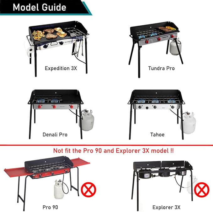 Patio Stove Cover for Camp Chef 3-Burner - Waterproof Outdoor BBQ Stove Cover, 43 Inch - Fits DB90D, PRO90, SPG90B, TB90LW, TB90LWG, TB90LWG15