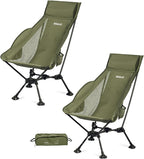 WildCall Lightweight Folding High Back Camping Chair with Head Support, Compact Beach Chair with Anti-Sinking Large Feet and Three Tilt Angles Adjustment