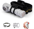 LED Rechargeable Headlamp for Adults - Hard Hat Light Running Head Lamp with Red Light, Magnet, 180° Tilt, 7 Modes, Detachable Flashlight & Headband, Outdoor, Emergency 1PC, Silver