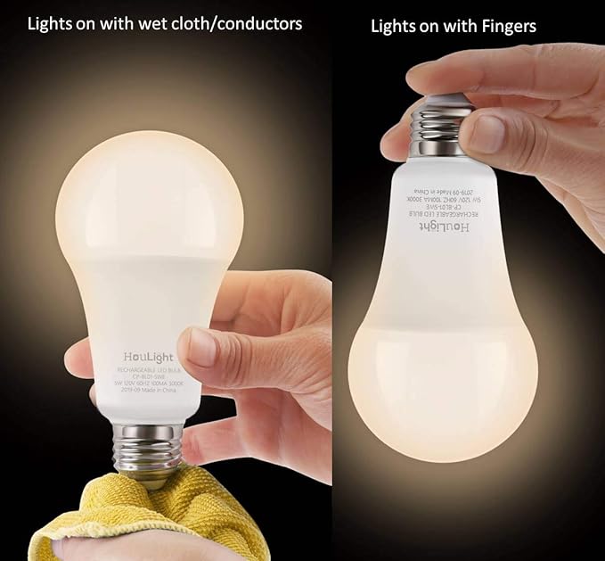 5W Rechargeable Emergency LED Light Bulbs with Back Up Battery for Power Outage, Camping, Hurricane, Disaster Planning, 40W Equivalent, UL Certified (3000K Soft White, 2-Pack)