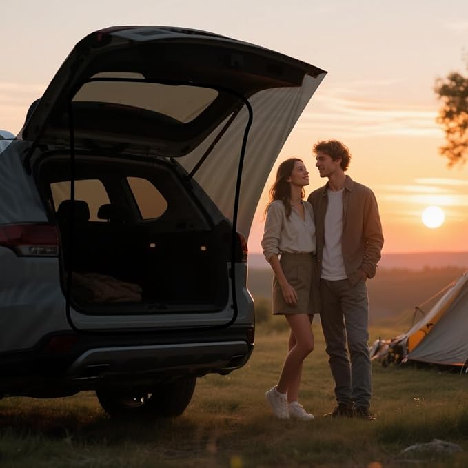 Car Camping Tailgate Mesh Screen, Breathable Vehicle Net Tent for Tailgates with U-Shaped Zipper, Auto Rear Shades Protection Accessories, Universal for SUV, Mini Van, MVP