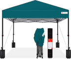 Best Choice Products 8x8ft Pop Up Canopy Tent, Outdoor Shade, 1 Person 1 Minute Set Up, Carry Case, 4 Weight Bags - Cerulean