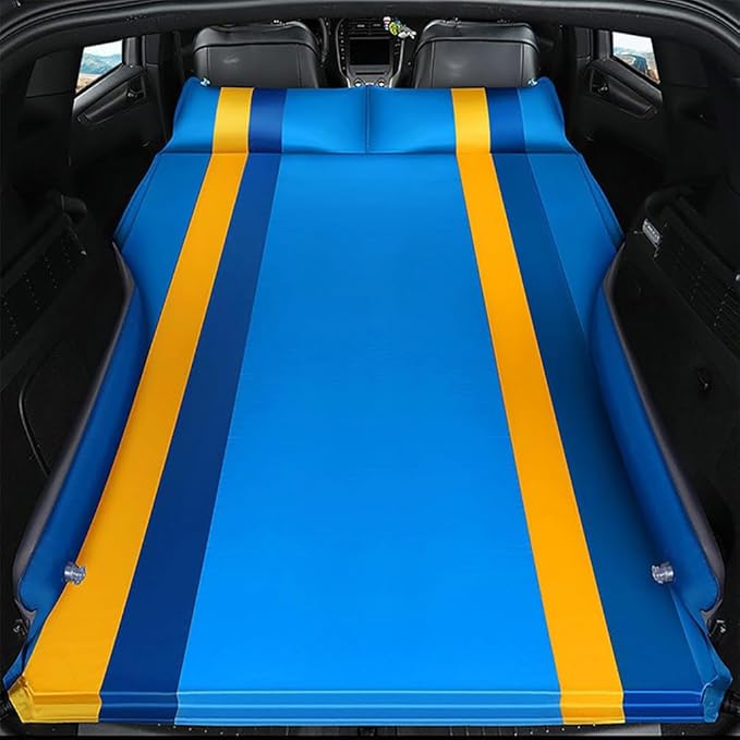 Car Inflatable Mattress, for Jeep Grand Cherokee L 6-Seater 2021-2025 Outdoor Camping Travel Portable Sleeping Pad AdjustableWear Resistant, Auto Accessories,C-Blue-Yellow