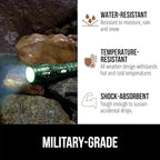 GORILLA GRIP Powerful LED Tactical Flashlight, 750 FT High Lumens 5 Adjustable Modes, Water Resistant, Ultra Bright Zoom Flashlights, Small Mini Flash Light, Camping, Night Dog Walking, Green