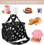 Pardick Daisy Flower Black Soft Cooler Bag Insulated Lunch Box for Men & Women, Large Leakproof Lunch Bag Portable Beach Cooler for Work, Picnic, Road Trips,Fishing, Travel, Camping,A-12