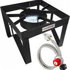 GasOne B-5200KA Outdoor Cooker with High Pressure Steel Braided Hose Propane Burner Camp Stove