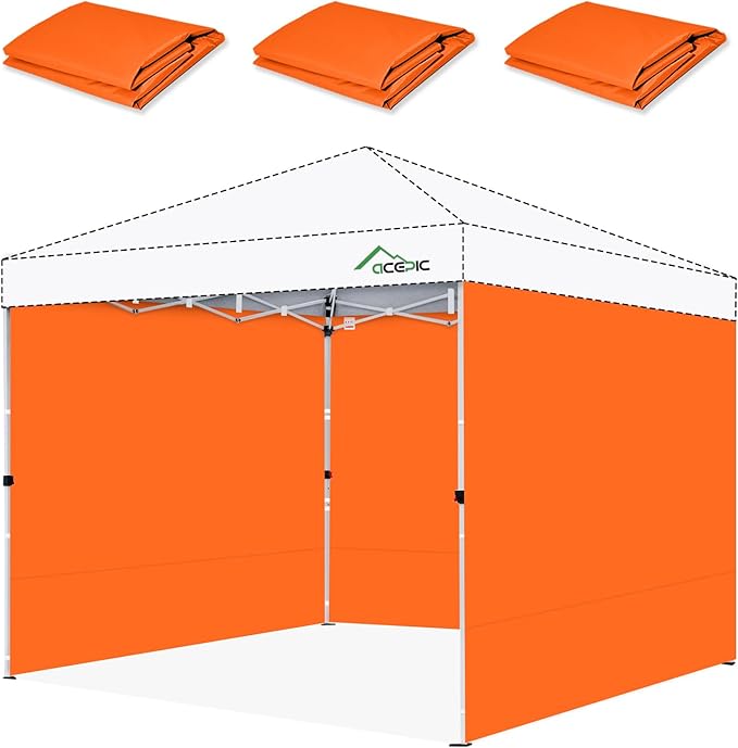 Sidewalls for 10x10 Pop Up Canopy, 210D Polyester Waterproof Canopy Sidewalls with UV Protection, Sunwall Only (Orange, 10 * 10ft 3PCS)