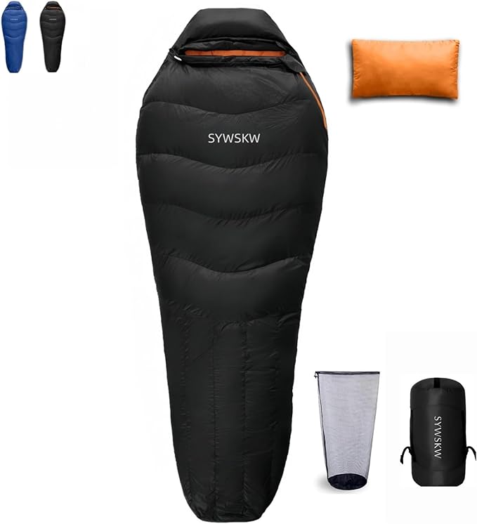 Down Sleeping Bag with Pillow for Backpacking,15℉ 5℉ 0℉ Wide Down Sleeping Bag (86.6 in x 33.5 in) for Adults,Youth Camping and Hiking Outdoor with 680FP Duck Down