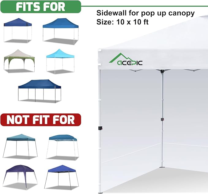 Sidewalls for 10x10 Pop Up Canopy, 210D Polyester Waterproof Canopy Sidewalls with UV Protection, Sunwall Only (Dusk Gray, 10 * 10ft 3PCS)