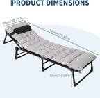 Garvee Camping Cot for Adults, Heavy-Duty Portable Cot Bed with Mattress, Double Layer Oxford Foldable Padded Sleeping Cots for Travel Tent Day Bed Outdoor Home Guest Office Nap