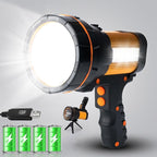 Super Bright Handheld Spotlight Flashlight LED High lumens Rechargeable, Most Powerful Spot Lights Hand held Large Capacity 10000 Long Lasting High Power Searchlight Big Flashlight